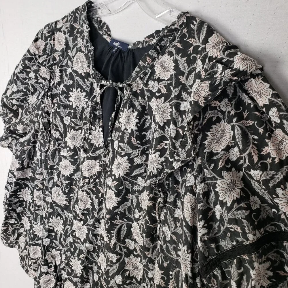 Angels Forever Young Peasant Blouse Top Floral Print Boho Cotton size 3X Resort - Picture 3 of 12